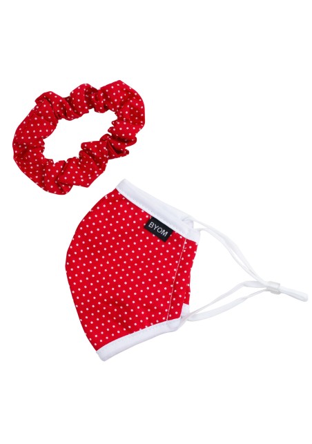 polka dot mask and scrunchie set in red