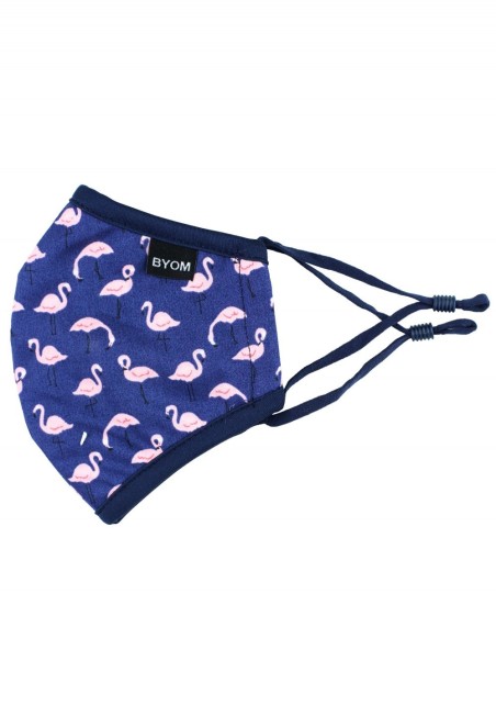 Set of Kids Mask and Hair Scrunchie with Flamingo Print