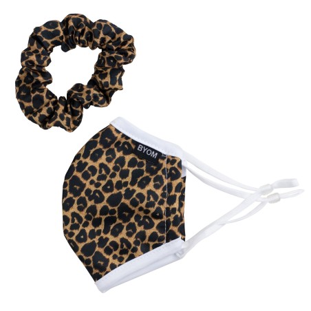 cheetah print face mask and scrunchie set