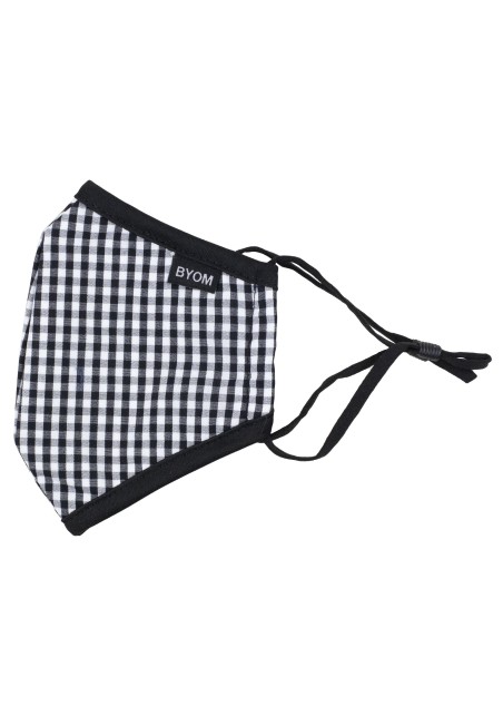 black gingham check kids mask in washable cotton