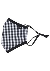 black gingham check kids mask in washable cotton