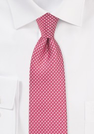 Dark Coral Red Tie with Silver Dots
