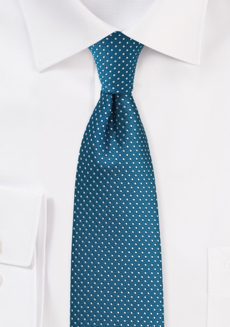 Teal Pin Dot Tie in Skinny Cut