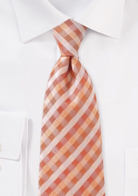 Plaid Tie in Tropical Oranges