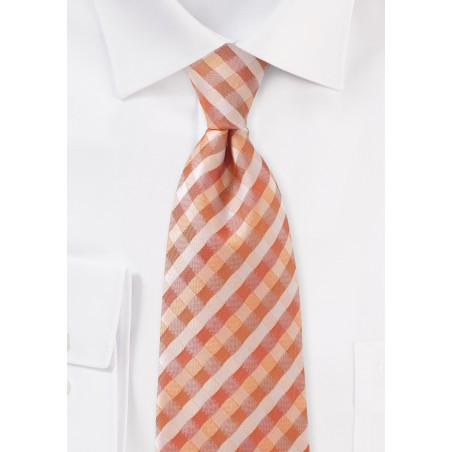 Plaid Tie in Tropical Oranges