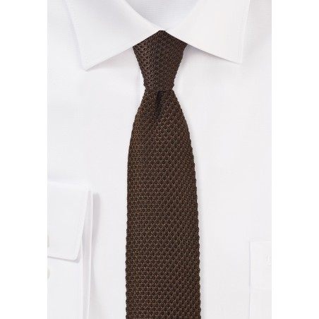 Coffee Brown Knitted Silk Tie