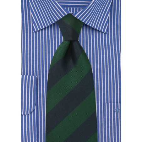 Repp Stripe Kids Tie in Navy and Green