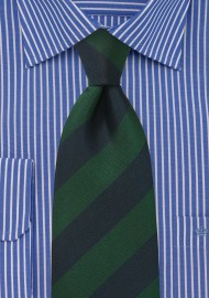 Repp Stripe Kids Tie in Navy and Green