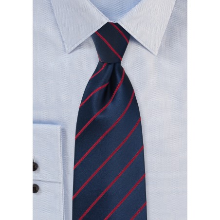 Midnight Blue Tie with Persian Red Accents