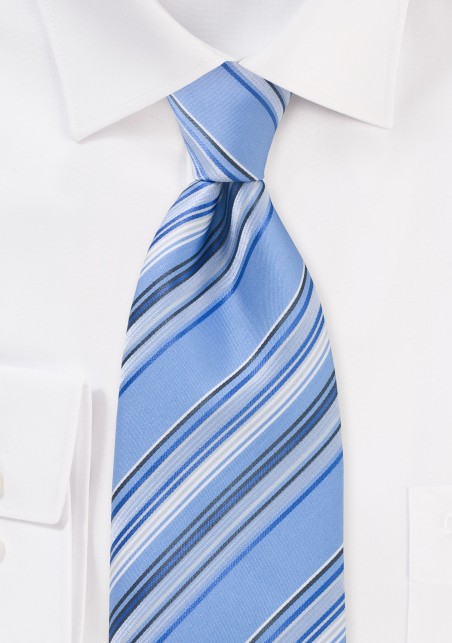 Sky Blue Striped Necktie