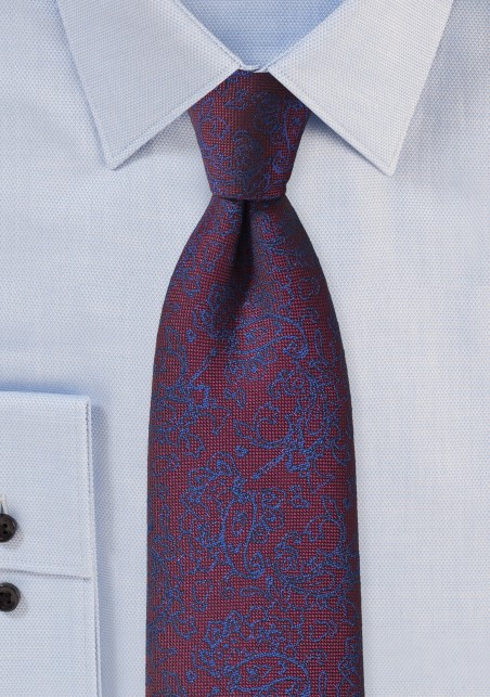 Vintage Floral Tie in Burgundy and Purple