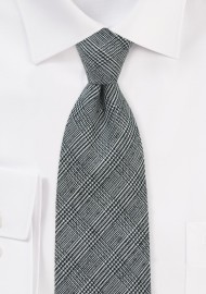 Wool Glen Check Tie in Black and White