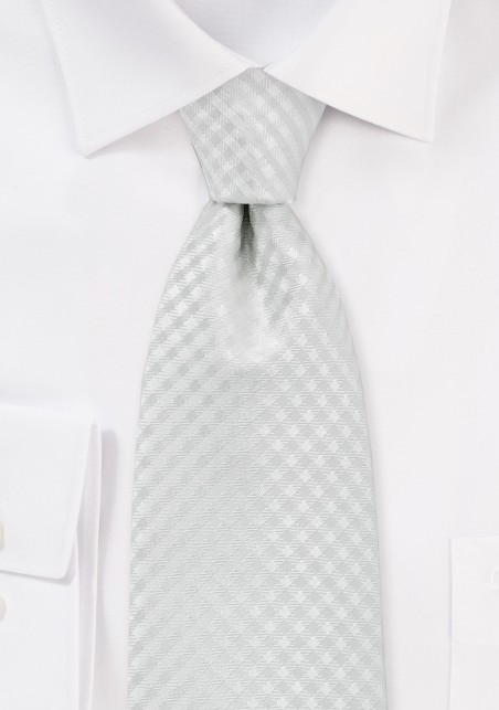 Eggshell White Tie with Gingham Texture