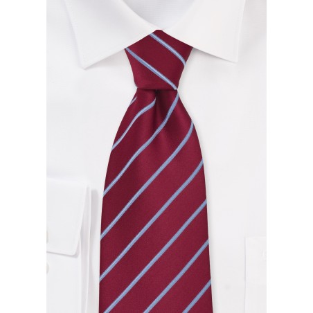 Cherry Red and Light Blue Striped Tie
