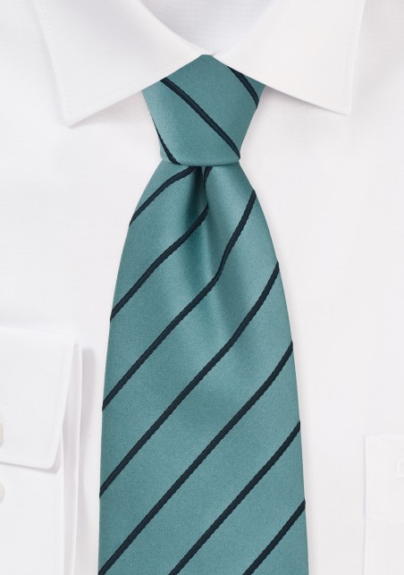 Striped Tie in Teal and Navy
