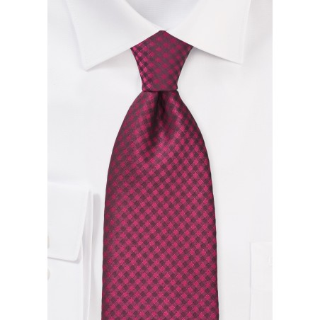 Guava Pink Gingham Patterned Tie