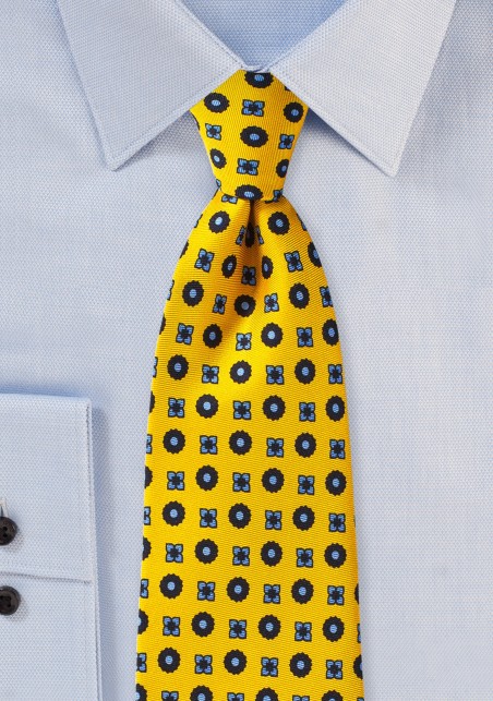 Golden Yellow Foulard Silk Tie