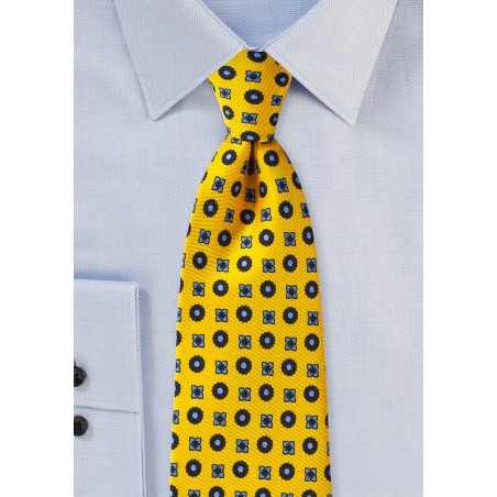 Golden Yellow Foulard Silk Tie