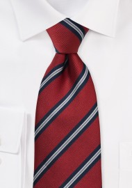Regal Striped Kids Tie in Crimson