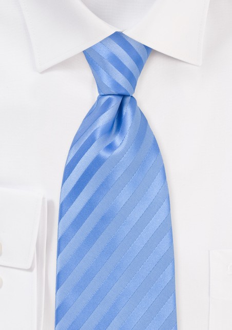 Tonal Light Blue Striped Tie in XXL Length