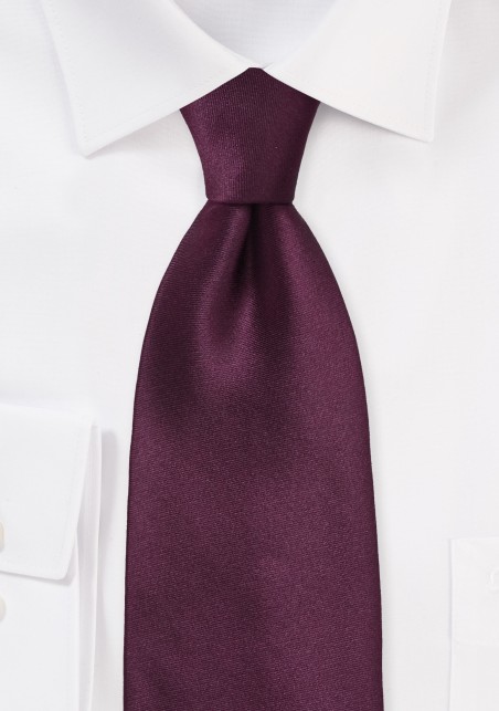 Solid Burgundy Silk Tie in XL