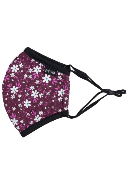 burgundy floral face mask for kids