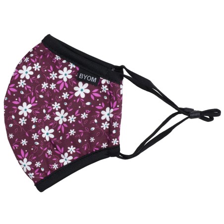 burgundy floral face mask for kids