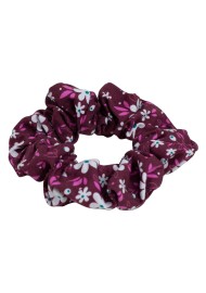 floral scrunchie in burgundy