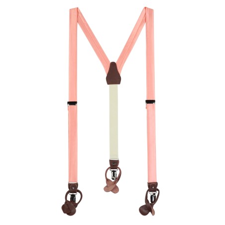 Solid Peach Pink Suspenders