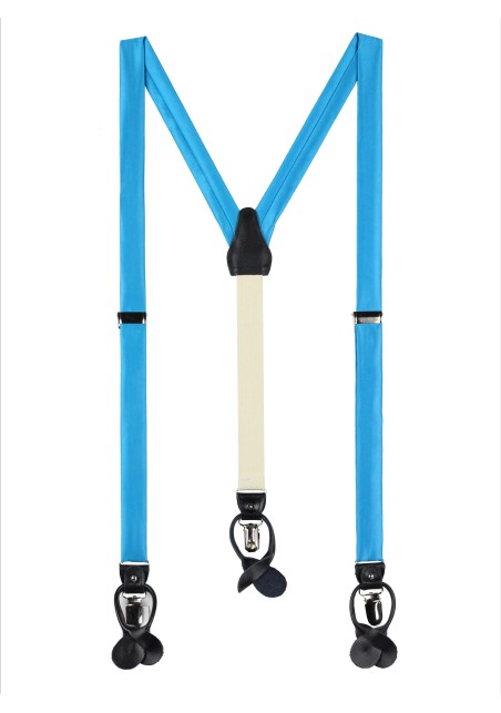 Cyan Blue Satin Fabric Suspenders