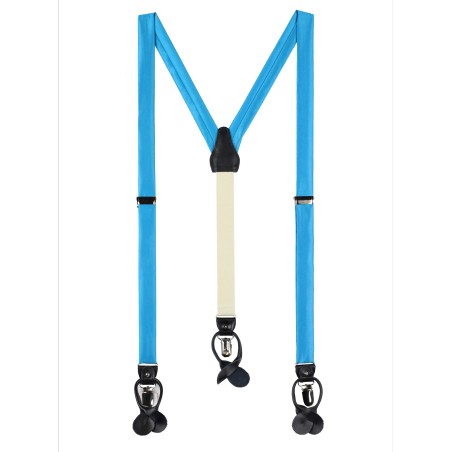 Cyan Blue Satin Fabric Suspenders
