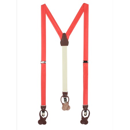 Neon Coral Mens Suspenders
