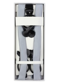 Light Silver Fabric Suspenders in Box