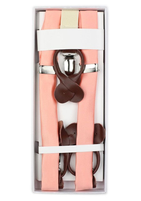 Solid Peach Pink Suspenders in Box