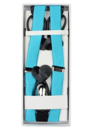 Bright Aqua Blue Suspenders in Box