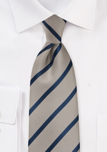 Platinum and Navy Stripe Tie