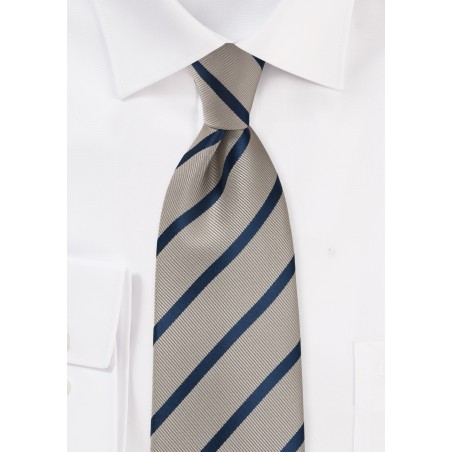 Platinum and Navy Stripe Tie
