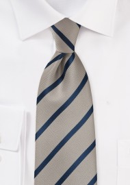 Platinum and Navy Stripe Tie