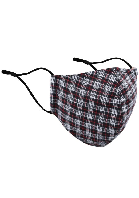 Fall Tartan Check Mask in Black, Silver, Red