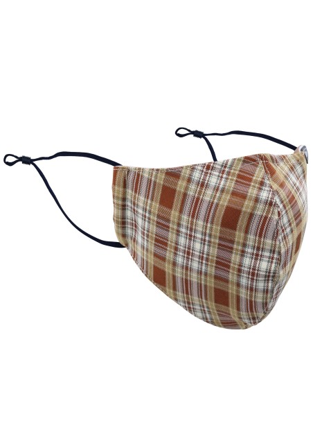 Autumn Check Mask in Navy, Beige, and Brown