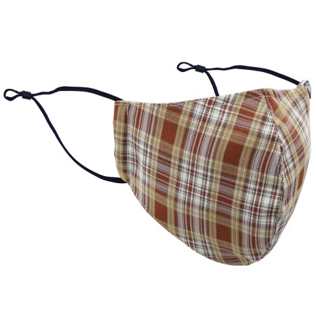 Autumn Check Mask in Navy, Beige, and Brown