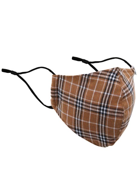 Autumn Check Mask in Brown and Burnt Orange