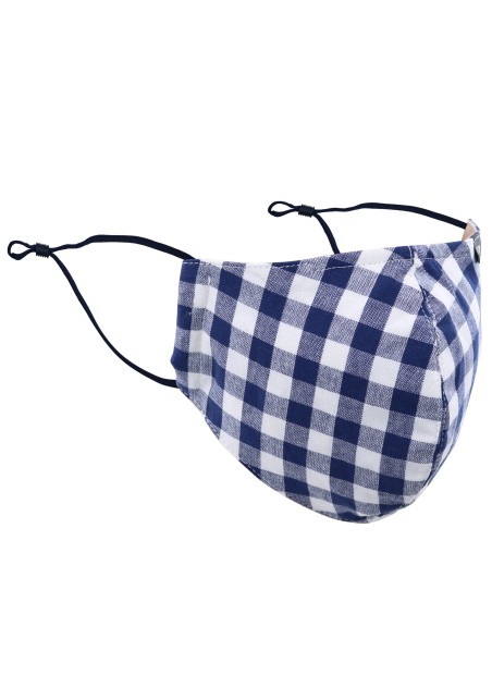 Gingham Check Filter Mask in Navy and White