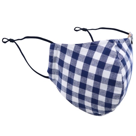 Gingham Check Filter Mask in Navy and White