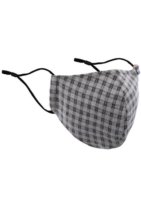 Beige, Gray, and Brown Checkered Filter Mask