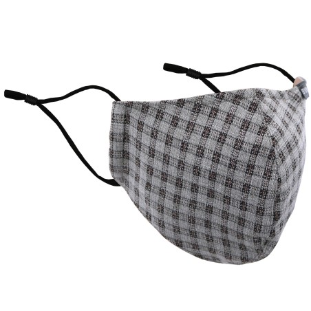 Beige, Gray, and Brown Checkered Filter Mask