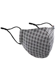 Beige, Gray, and Brown Checkered Filter Mask