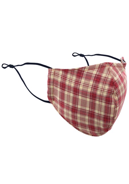 Red and Cream Plaid Mask
