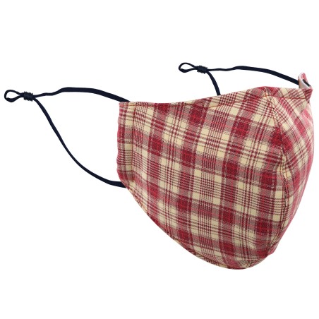 Red and Cream Plaid Mask