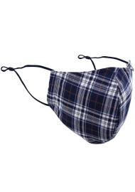 Navy and Silver Checkered Face Mask in Cotton